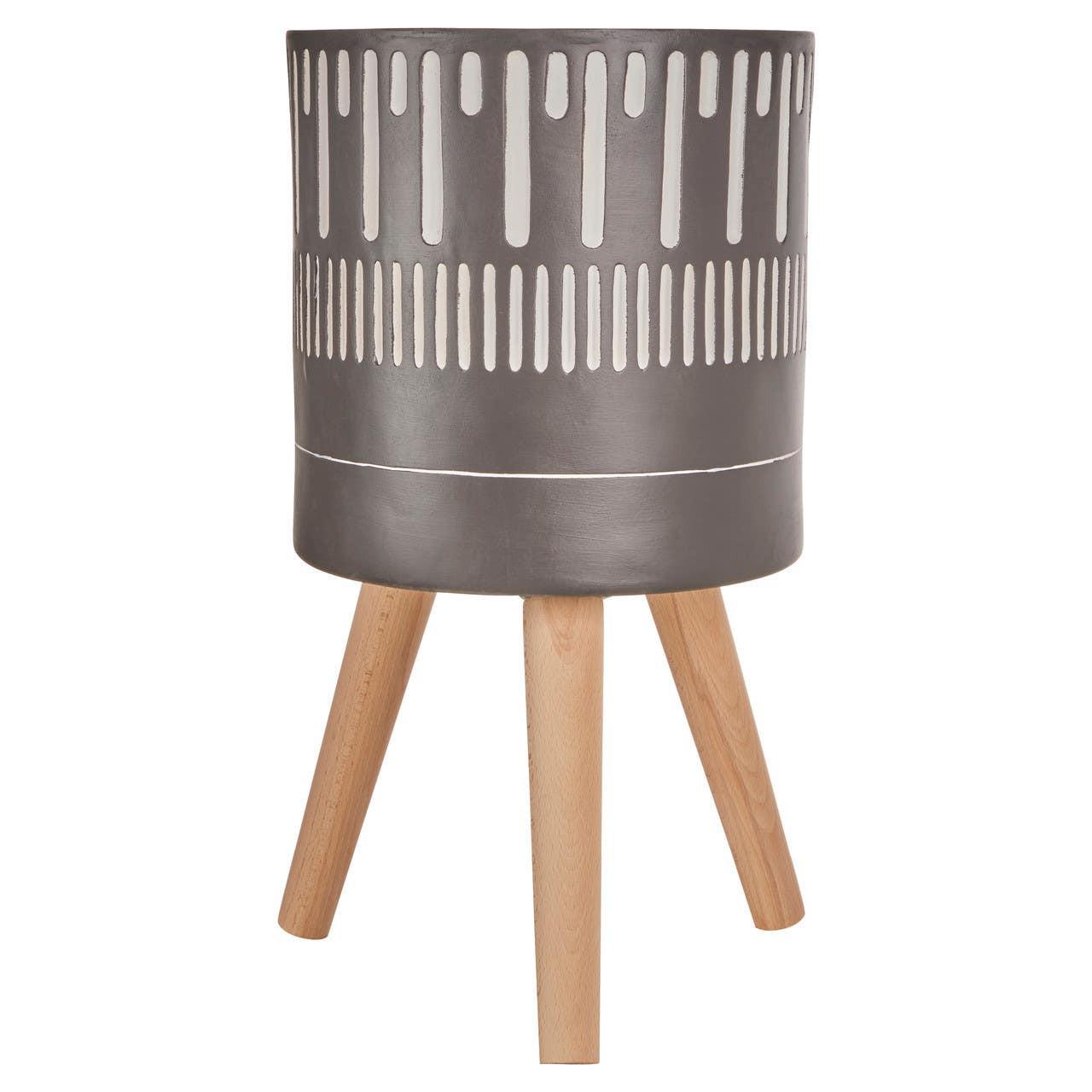 Darnell Large Black And White Finish Planter | Kaiku