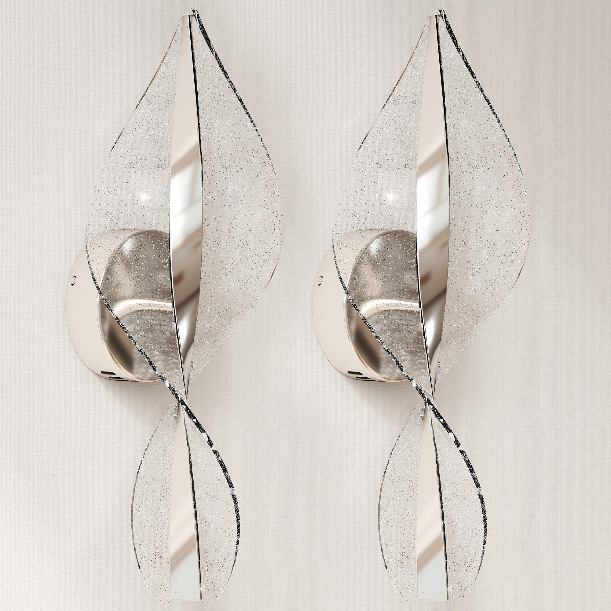 Spiral LED Wall Lights, Set of 2, Silver | Kaiku