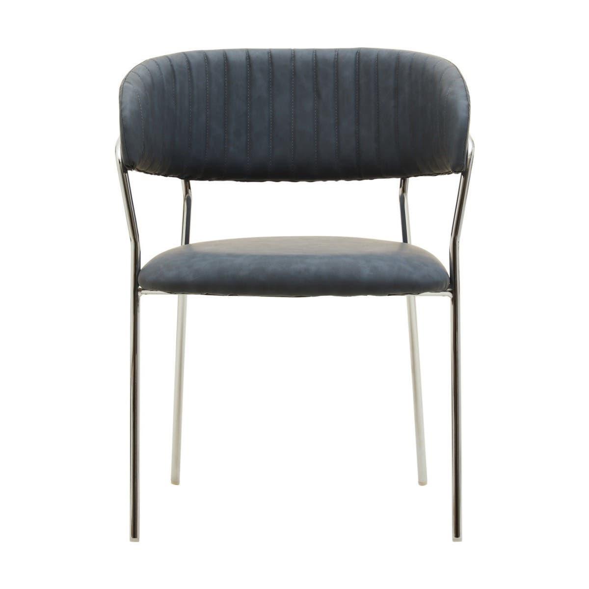 Tamzin Dark Grey Leather Effect Curved Dining Chair | Kaiku