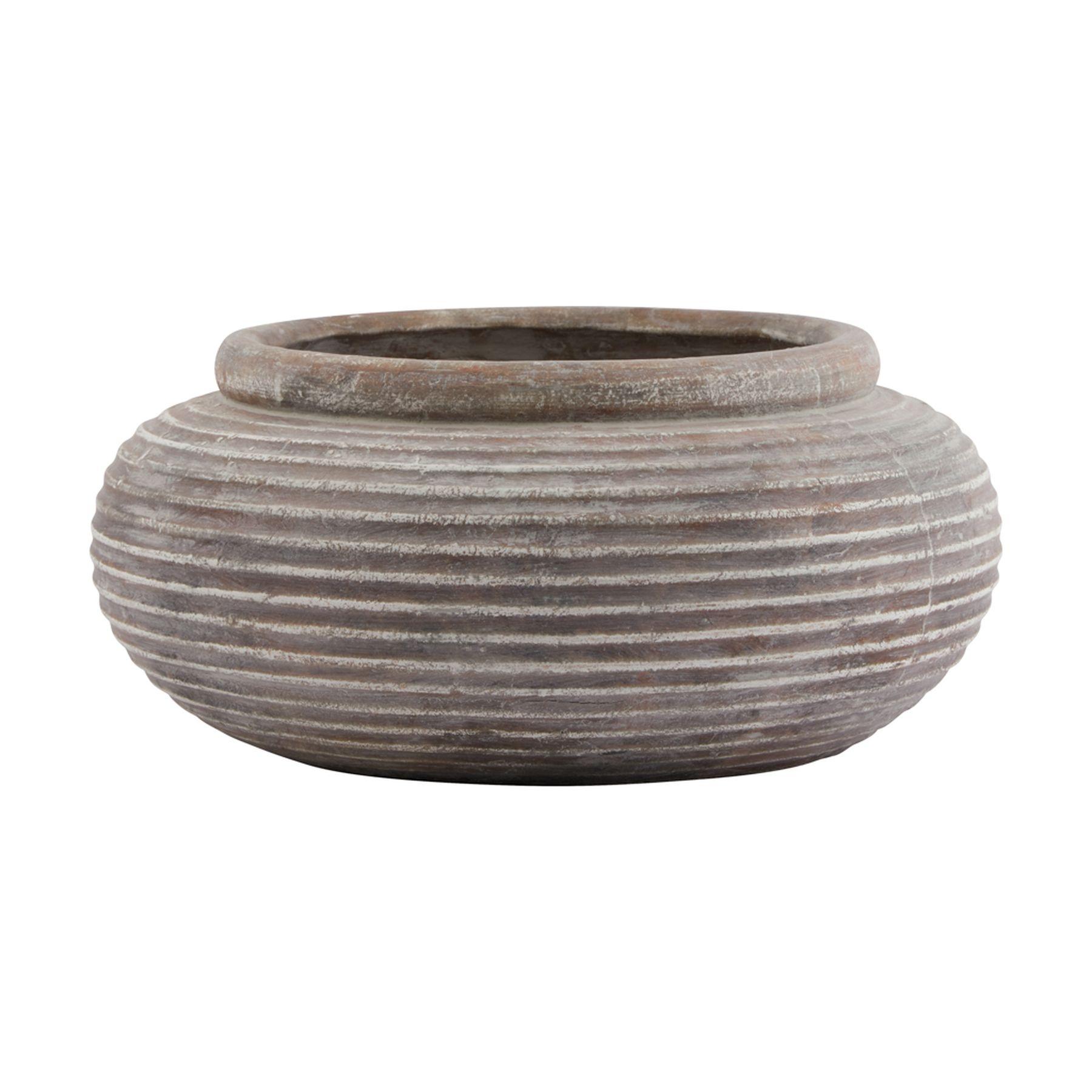 Siena Brown Round Ribbed Planter | Kaiku
