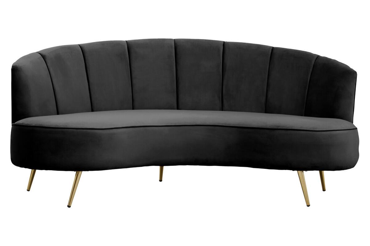 Hasna Three Seat Black Velvet Sofa | Kaiku