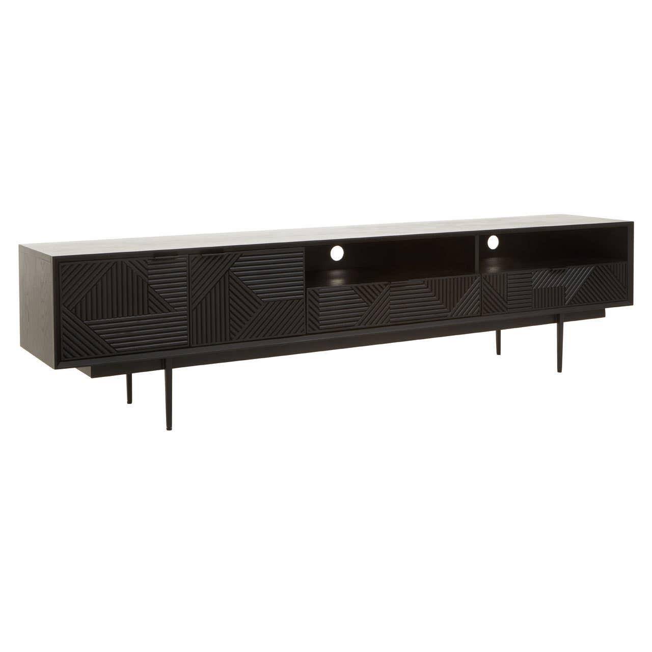 Jakara Black Finish Carved Media Unit | Kaiku