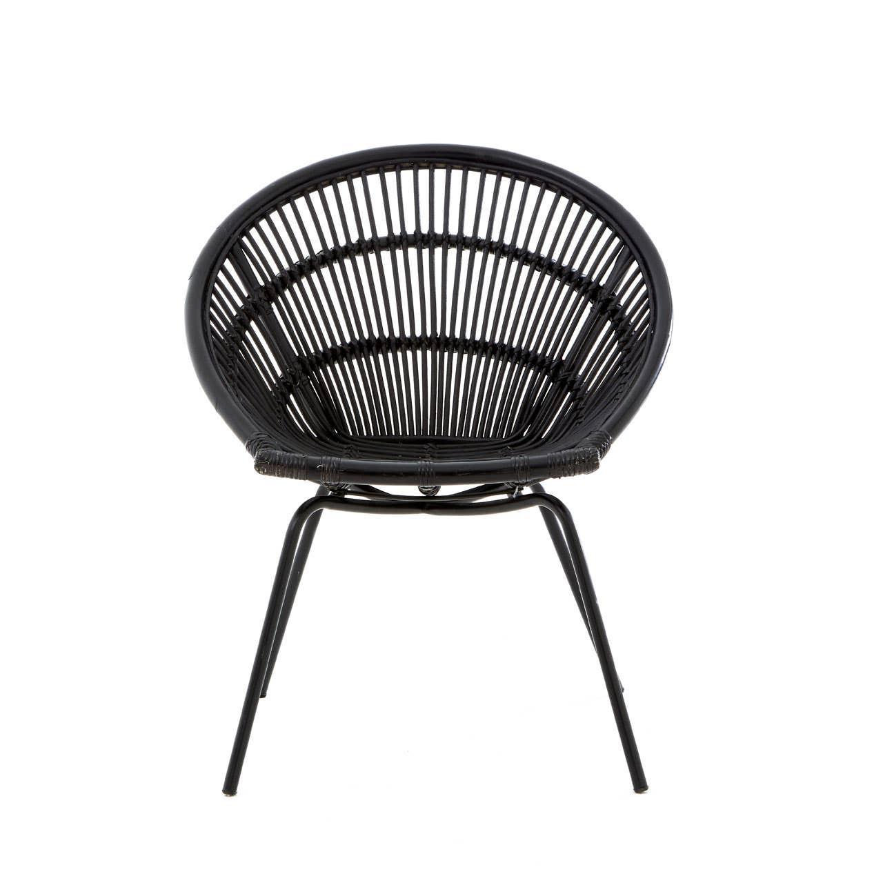 Lagom Black Natural Rattan Chair With Iron Legs | Kaiku