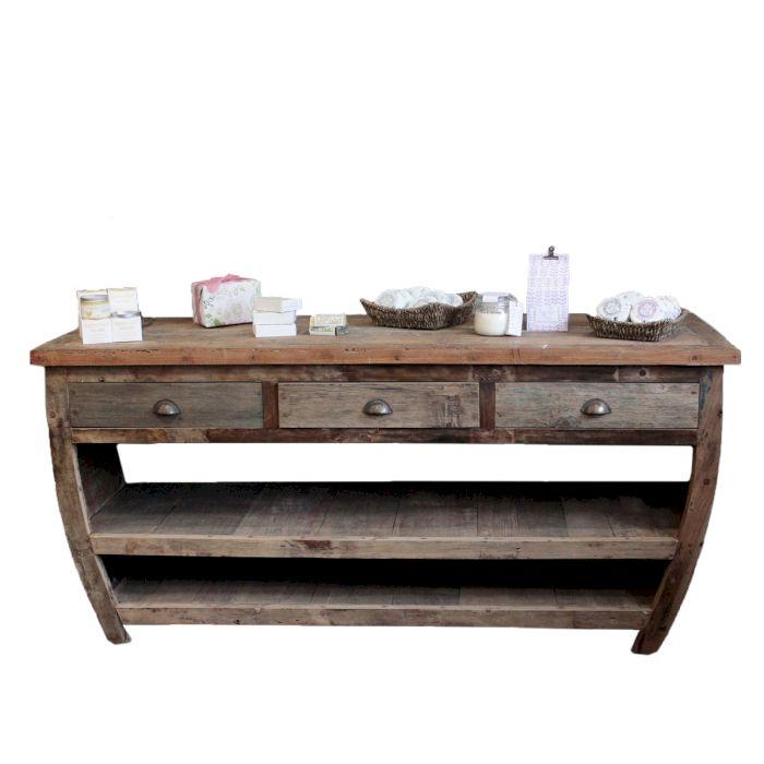 Reclaimed Teak Sideboard Console Table with 6 Drawers | Kaiku