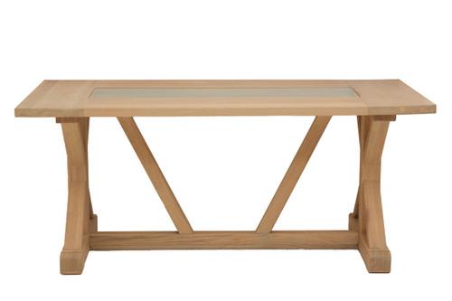 Lyon Washed Grey Oak Wood and Glass Dining Table | Kaiku