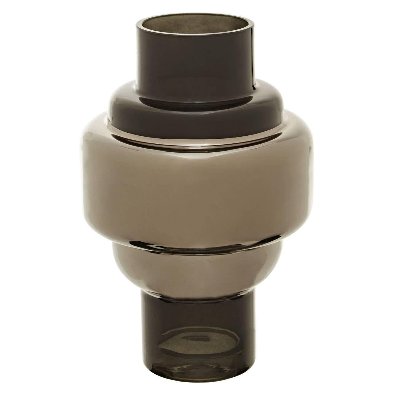 Cayden Small Smoked Black And Silver Vase | Kaiku