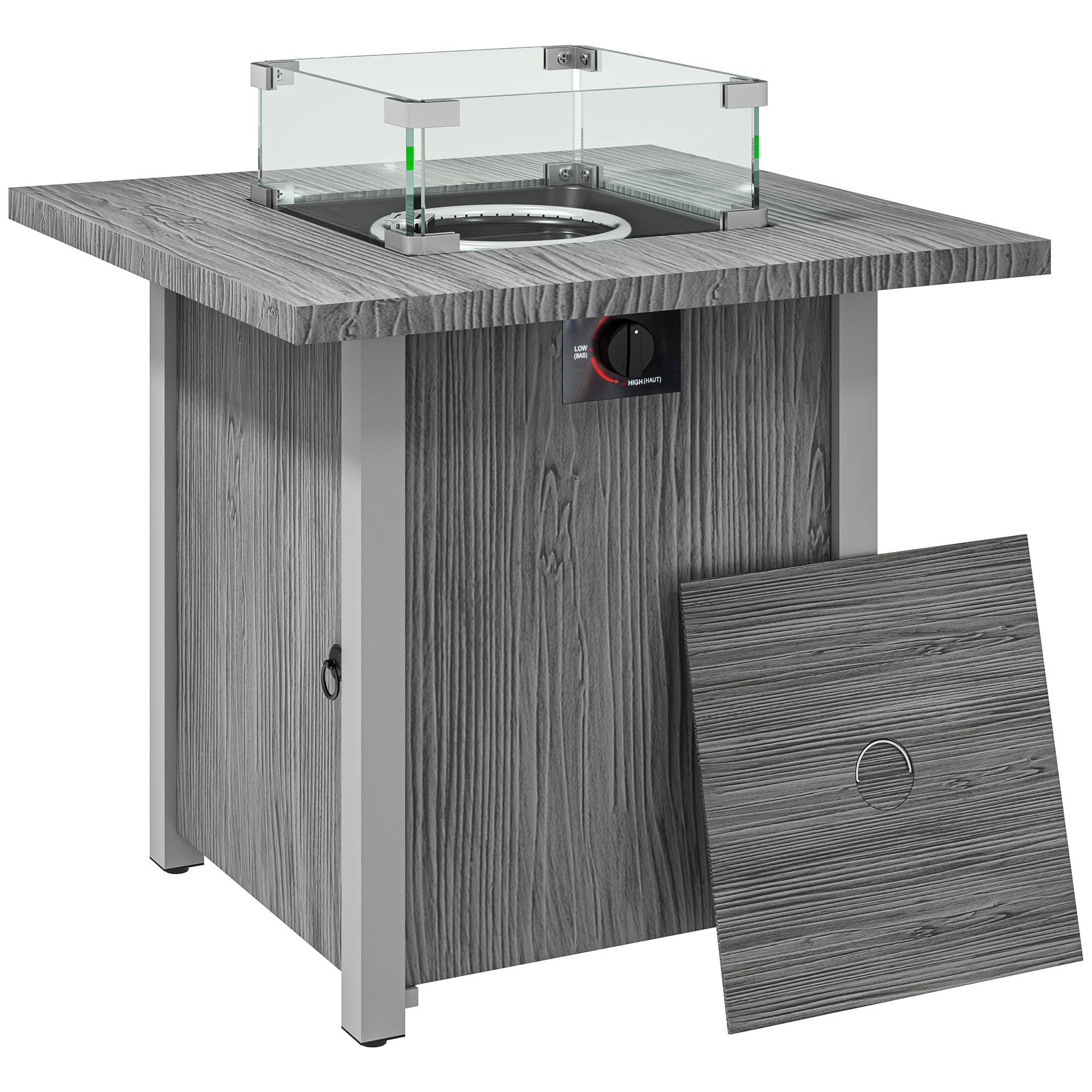 50,000 BTU Gas Fire Pit Table with Cover, Dark Grey | Kaiku