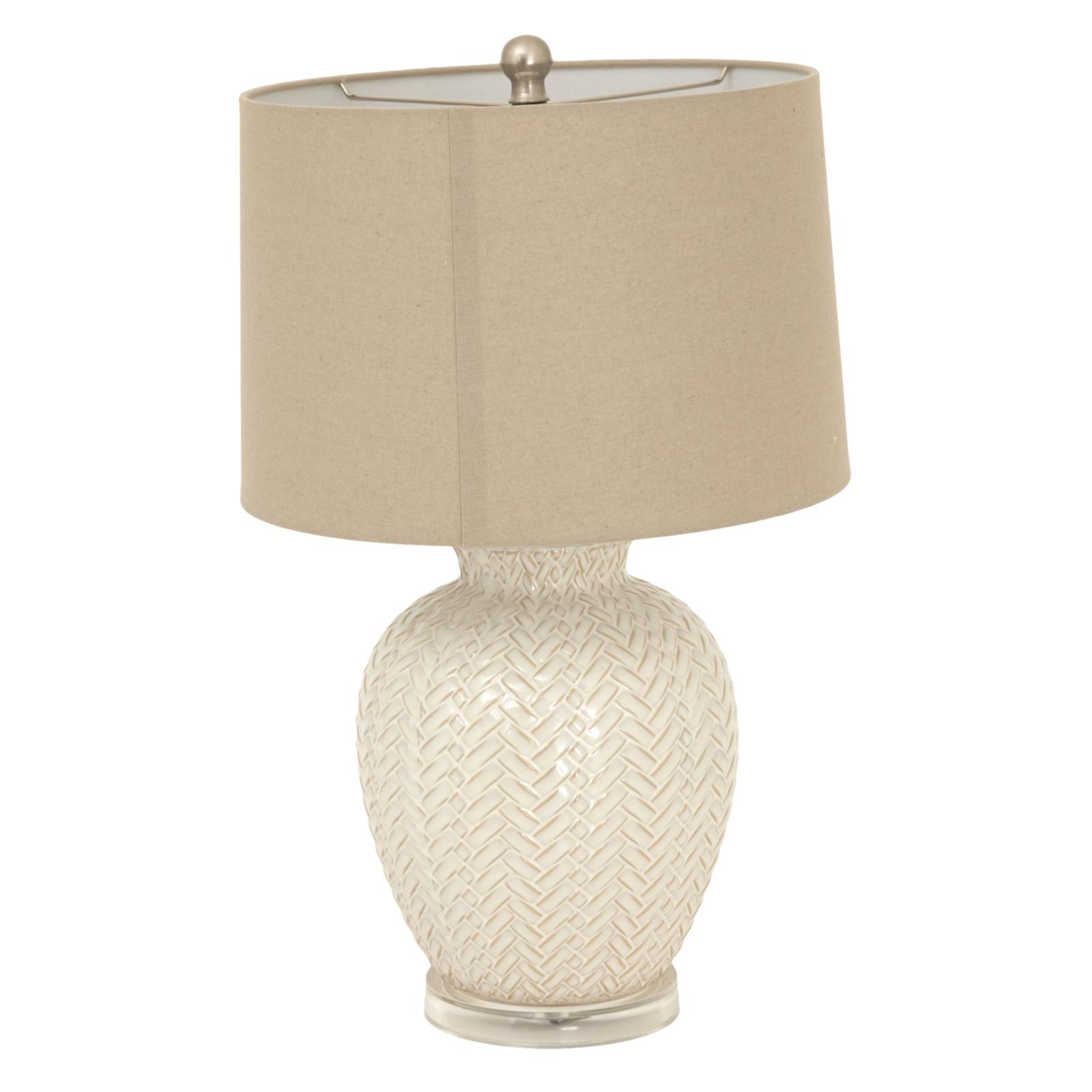 Twill Weave Ceramic Table Lamp with Linen Shade | Kaiku