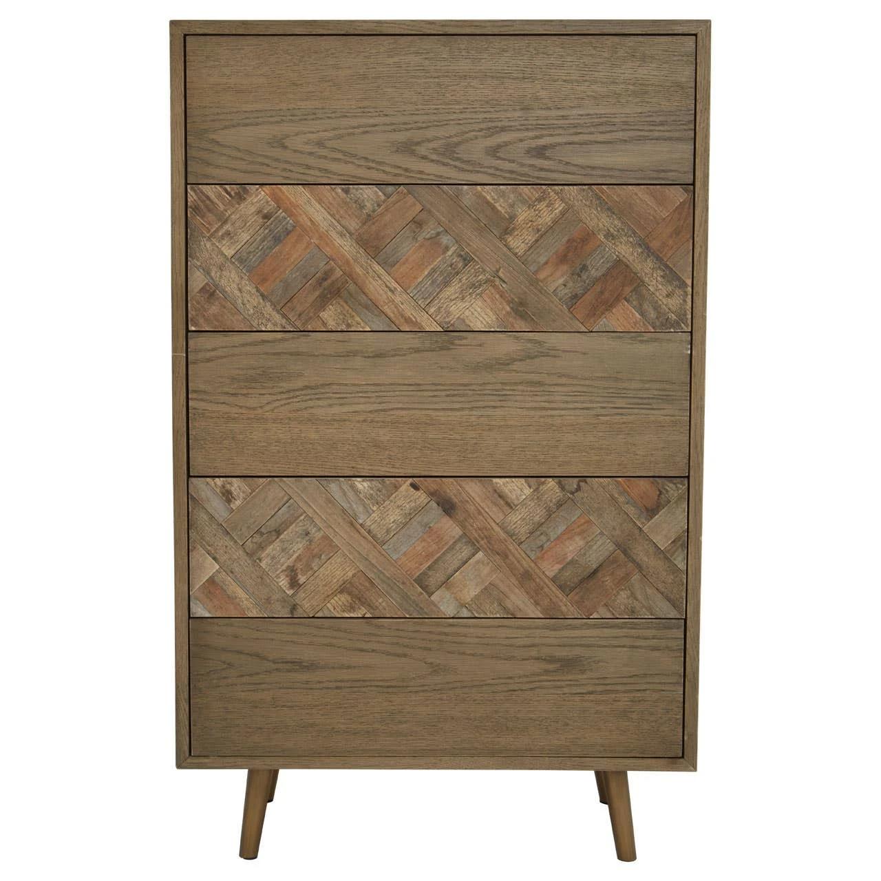 Salvar Natural Oak and Elm Wood Chest of 5 Drawers | Kaiku
