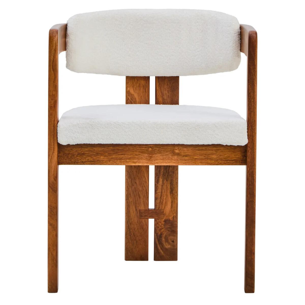 Torello Boucle Fabric and Mango Wood Dining Chair | Kaiku