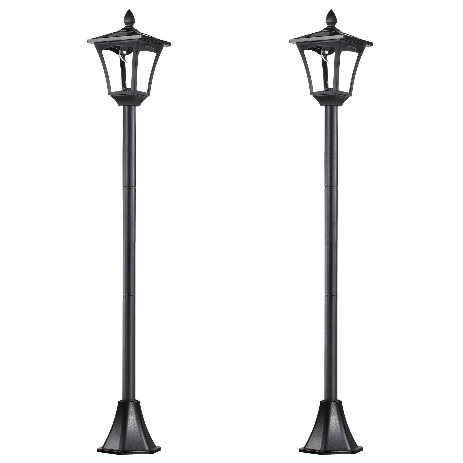1.6m Dimmable Solar Bollard Lights, Set of 2, Black | Kaiku