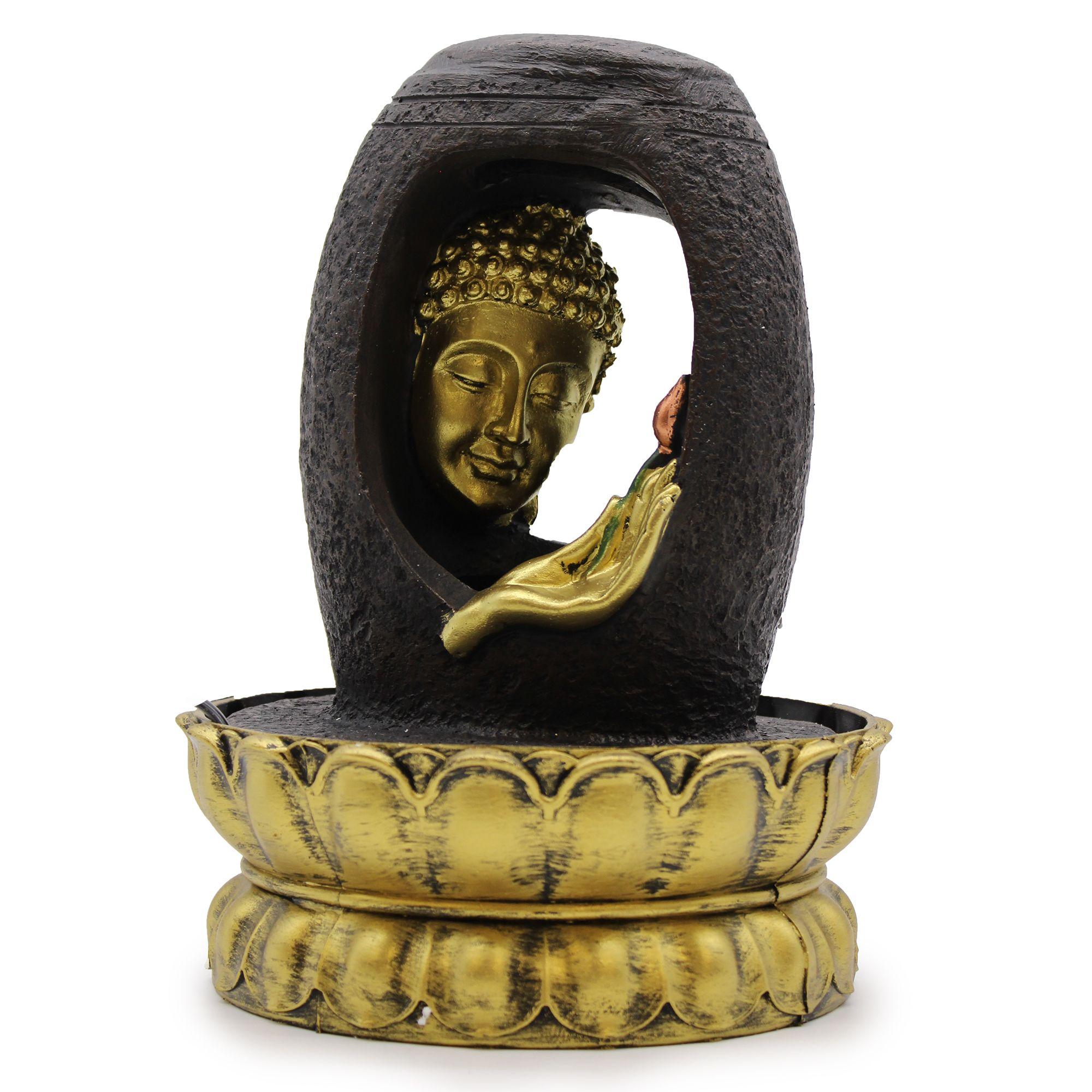Tabletop Water Feature - 30cm - Golden Buddha & Vitarka Mudra | Kaiku