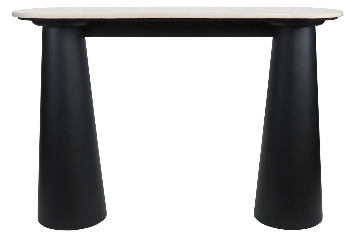 Waris Cream Marble Top and Black Mango Wood Console Table | Kaiku