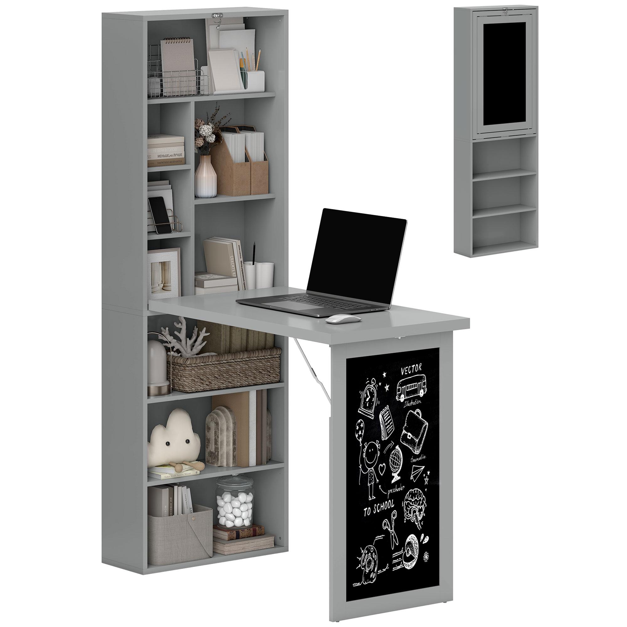 Folding Convertible Desk with Blackboard, Grey | Kaiku