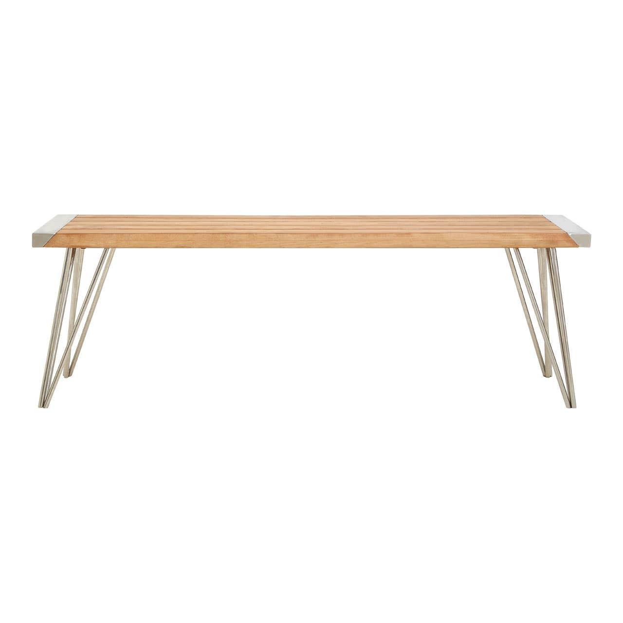 Nandri Slatted Teak Wood Bench | Kaiku