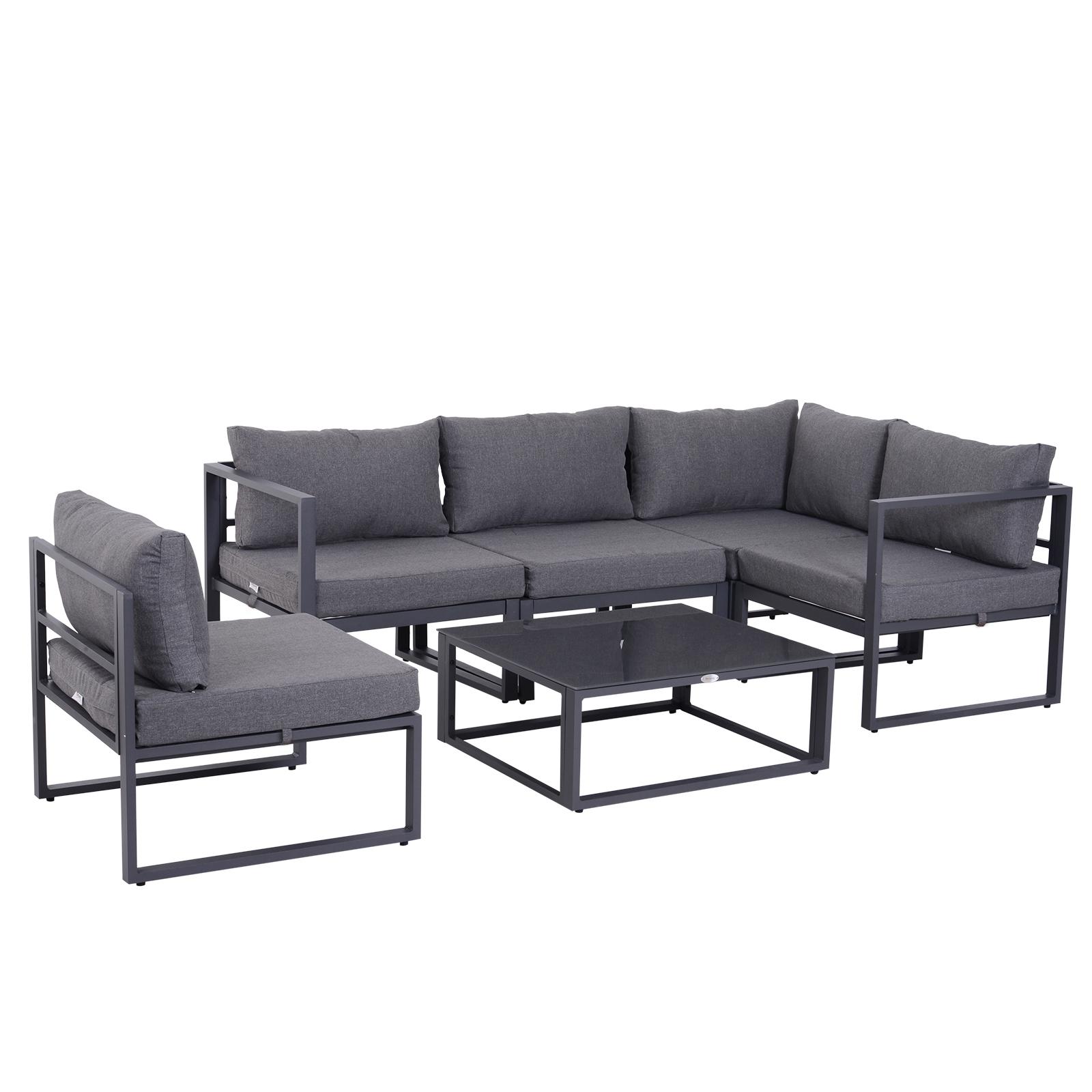 5-Seater Aluminium Garden Sofa Set, Grey | Kaiku