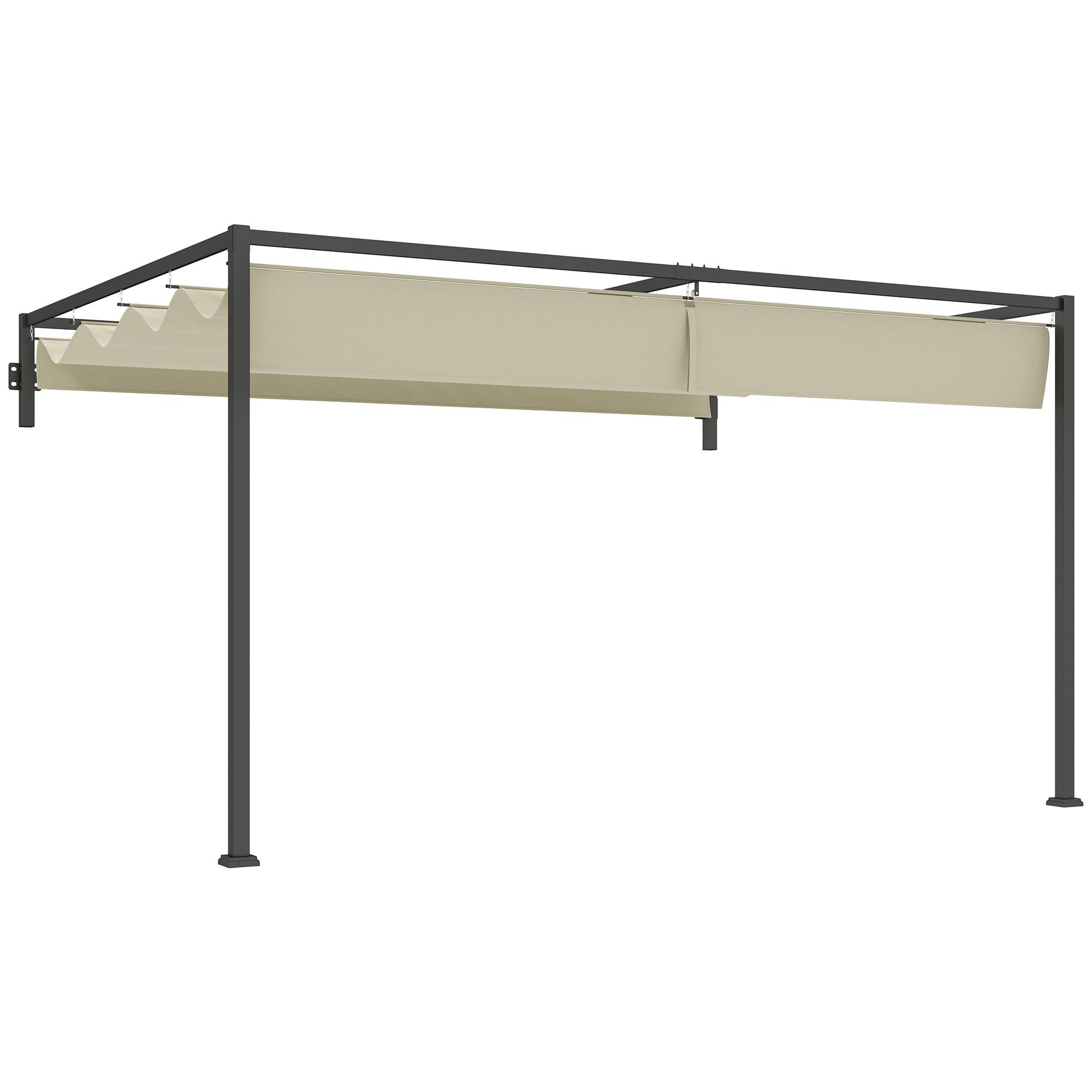 Steel Pergola with Retractable Canopy, Khaki | Kaiku