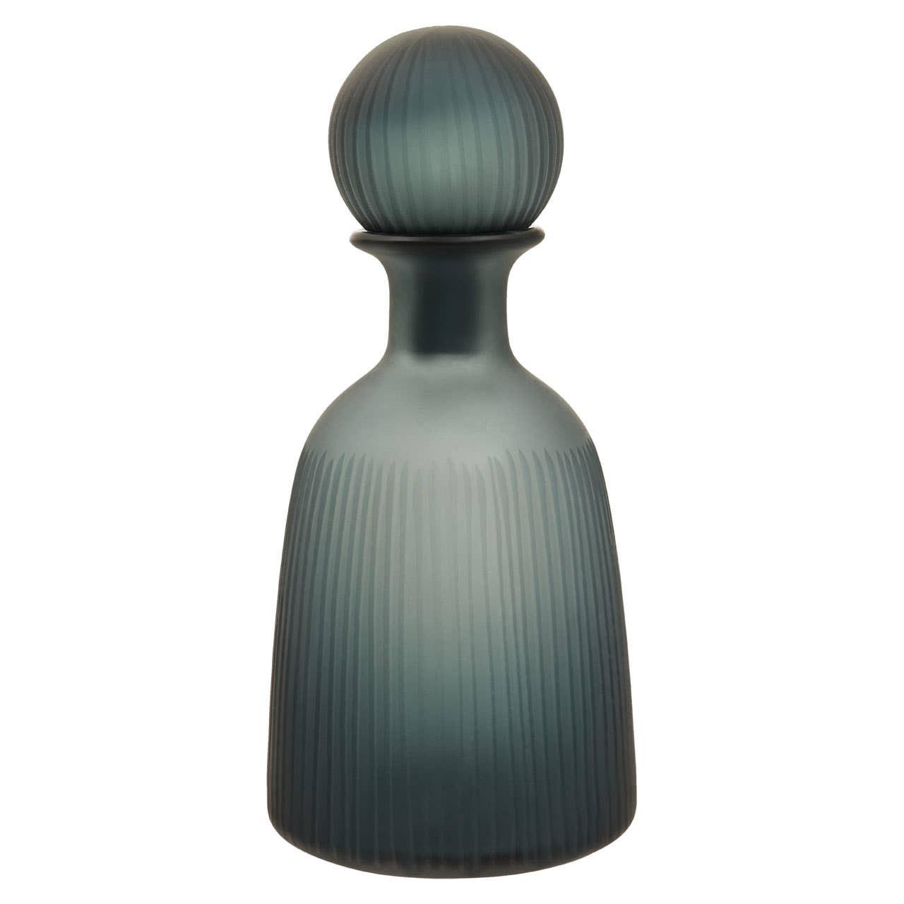 Hira Medium Blue Ribbed Glass Bottle | Kaiku