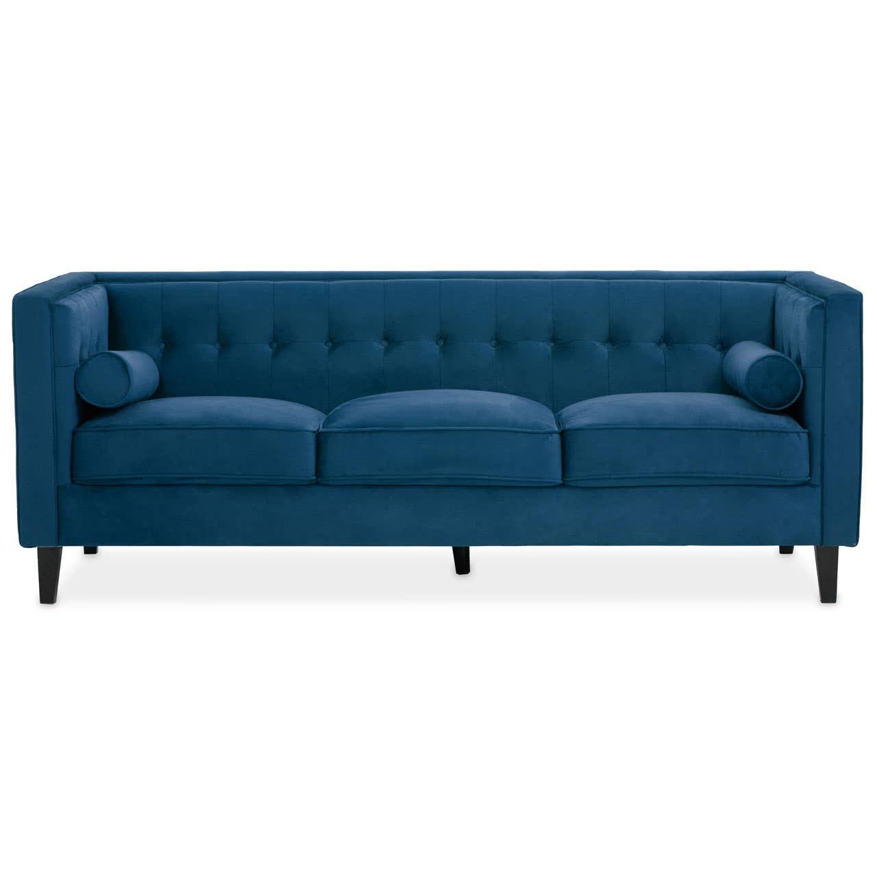 Helia 3 Seat Blue Velvet Sofa | Kaiku
