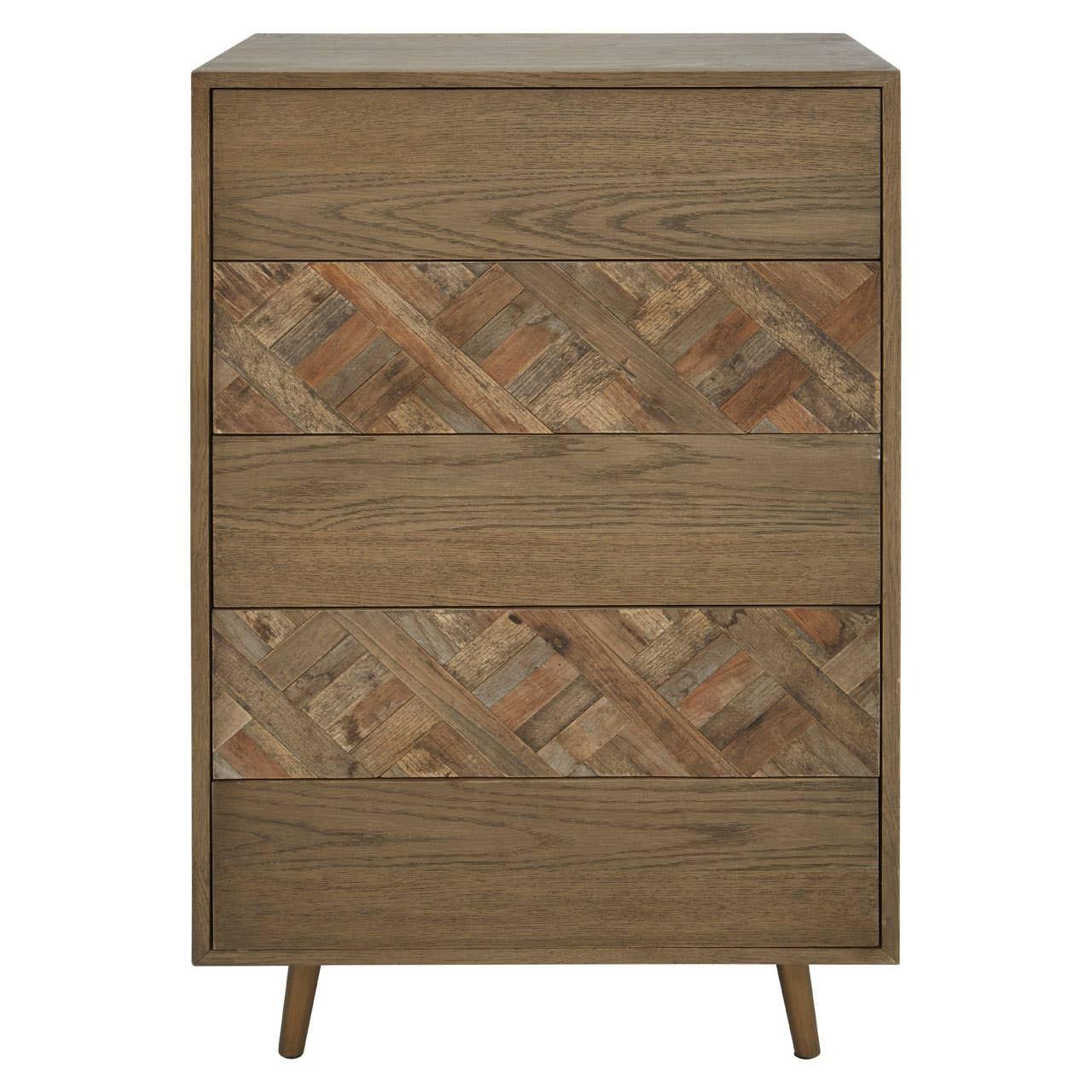Salvar Natural Oak and Elm Wood Chest of 5 Drawers | Kaiku