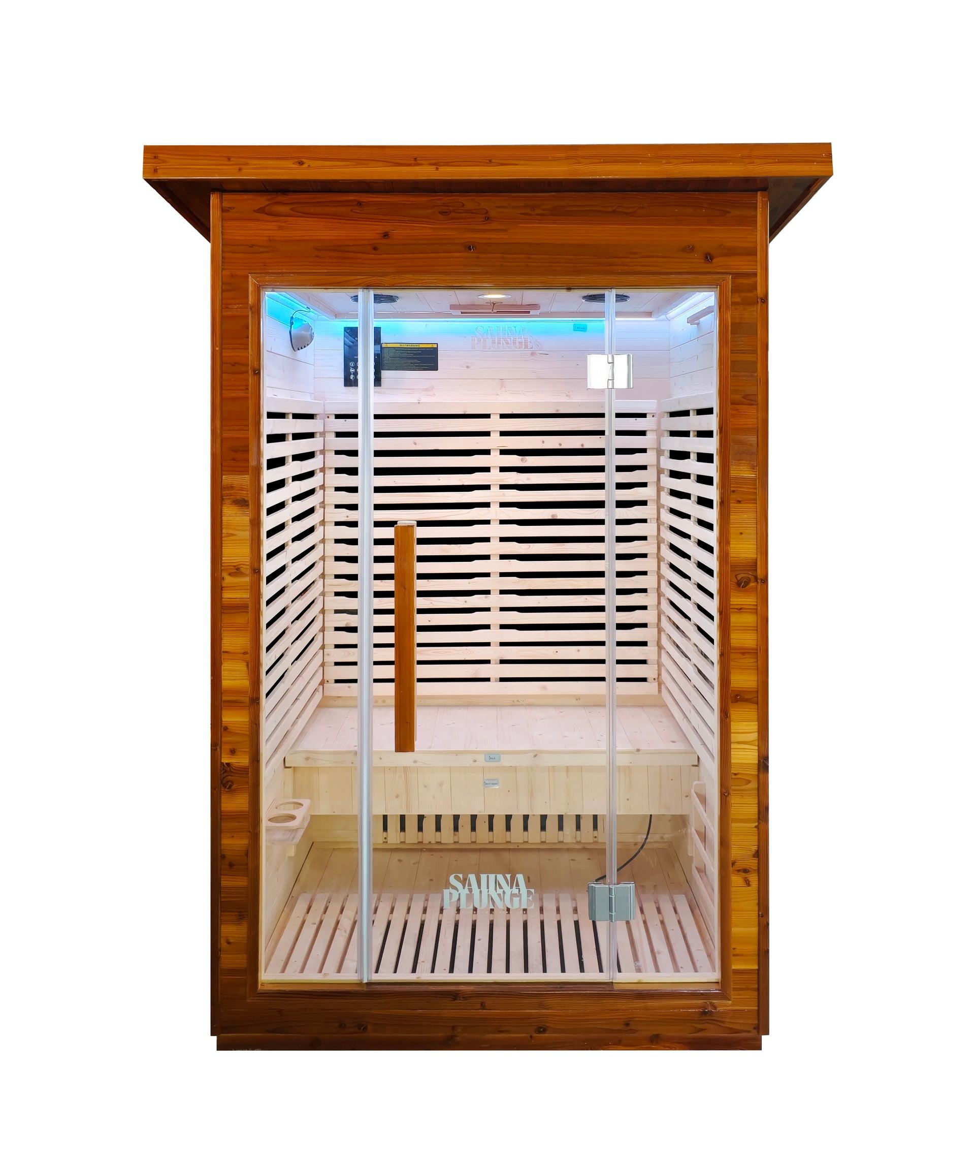 SaunaPlunge™ Yorkshire Cabin 2-Person Outdoor Infrared Sauna | Kaiku