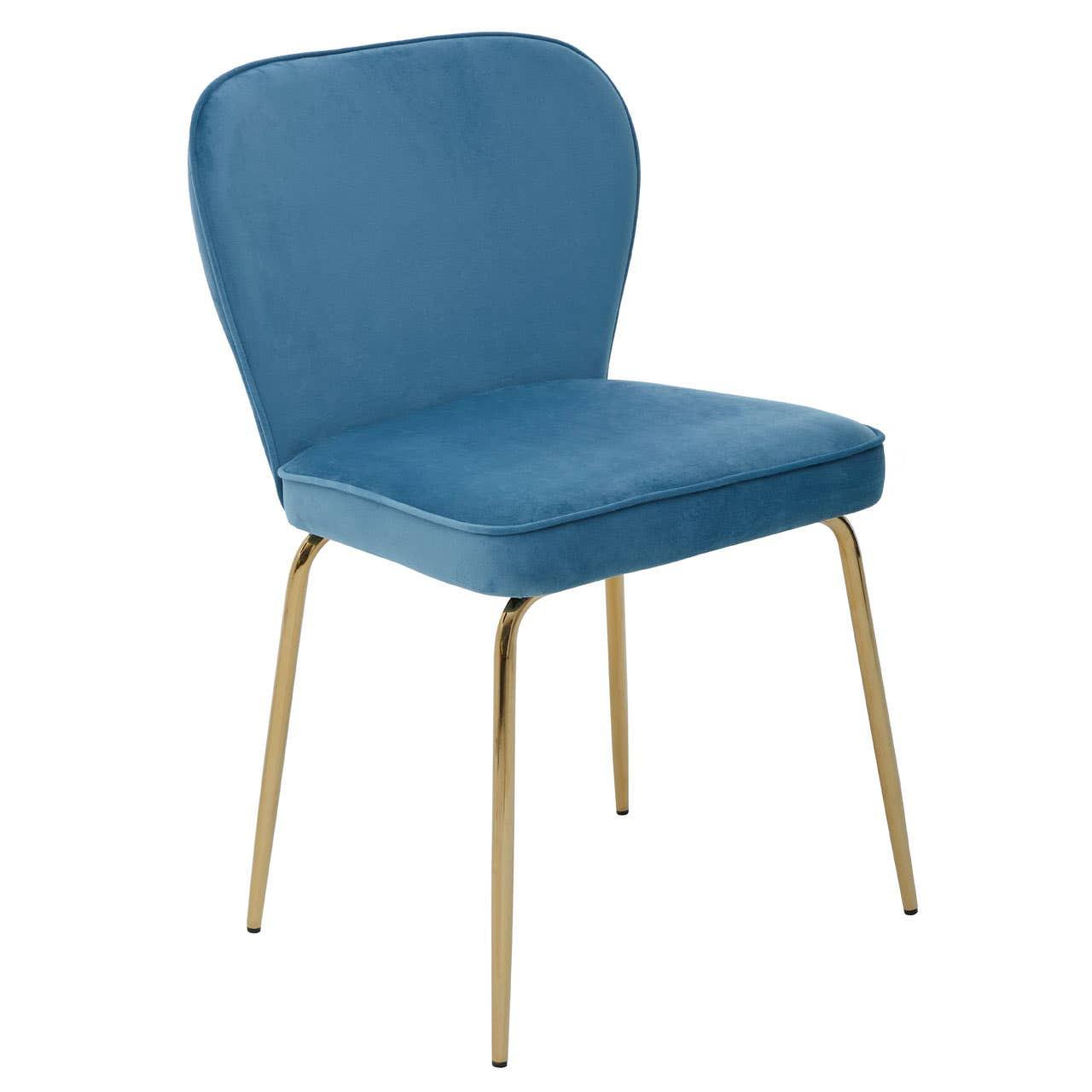Tamzin Blue Velvet Curved Back Dining Chair | Kaiku