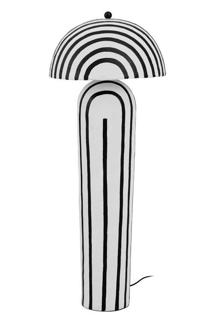Carta Black and White Stripe Papier Mache Domed Floor Lamp | Kaiku