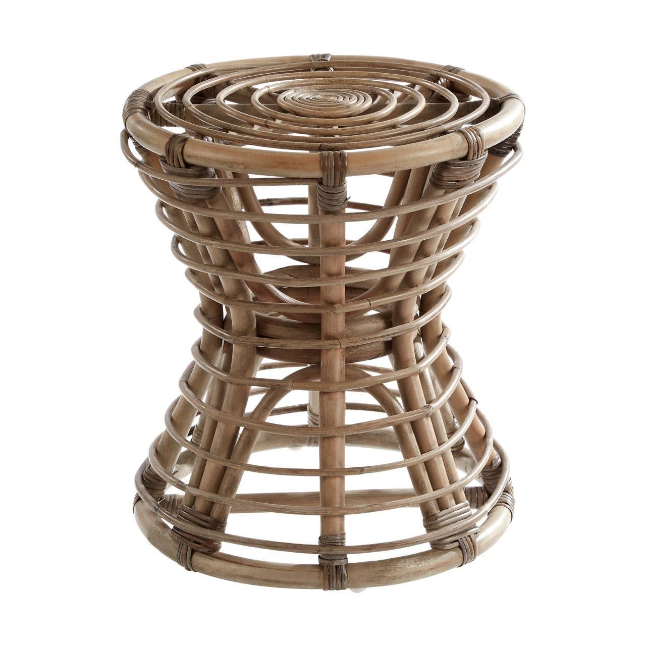 Maka Grey Natural Rattan Stool | Kaiku