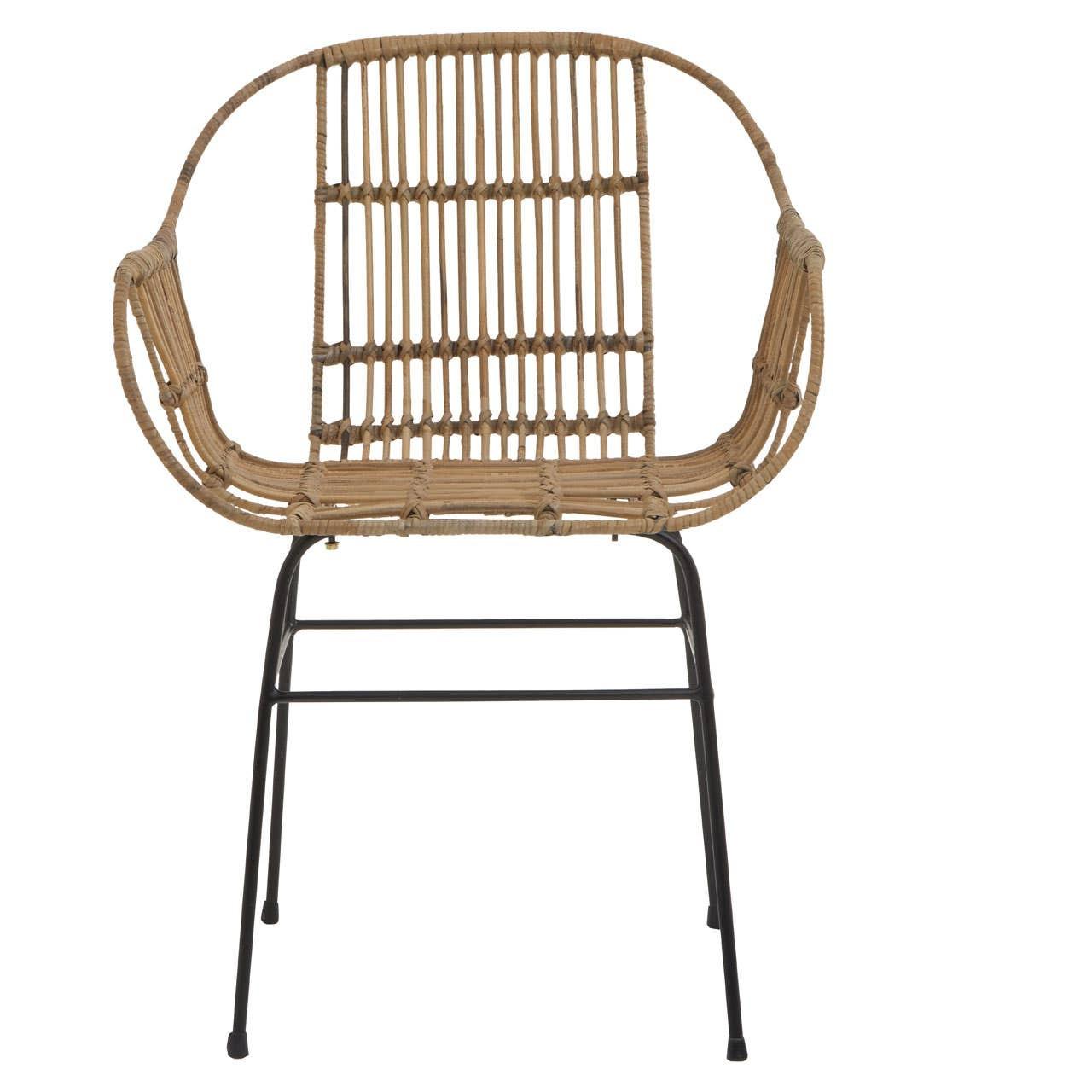 Java Natural Rattan With Black Metal Armchair | Kaiku