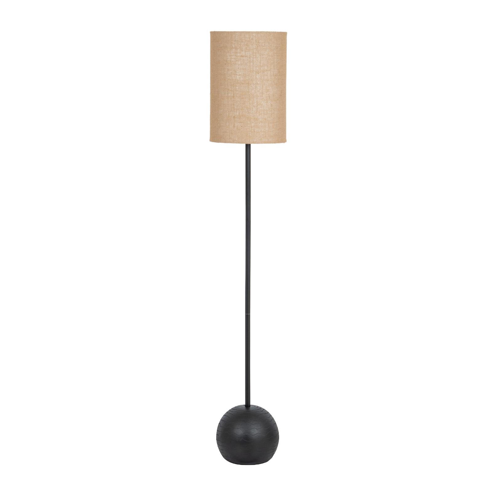 Black Cannon Floor Lamp With Hessian Shade | Kaiku