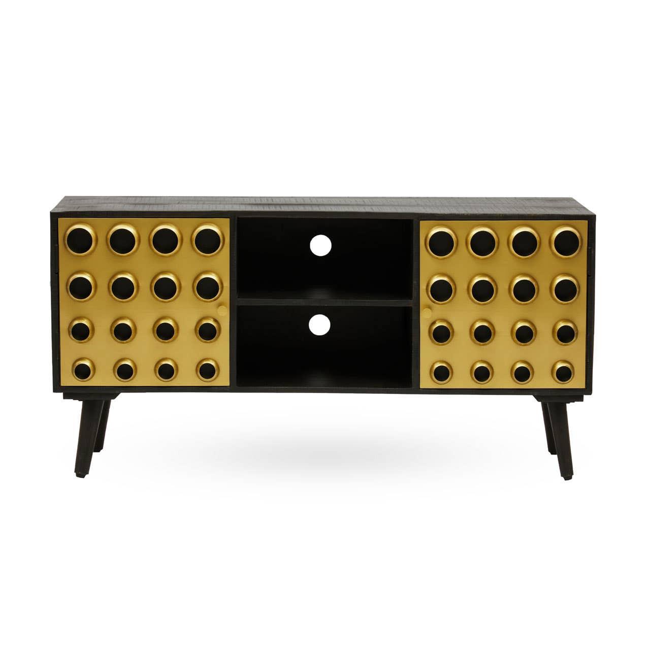 Arti Mango Wood and Brass Effect Media Unit | Kaiku
