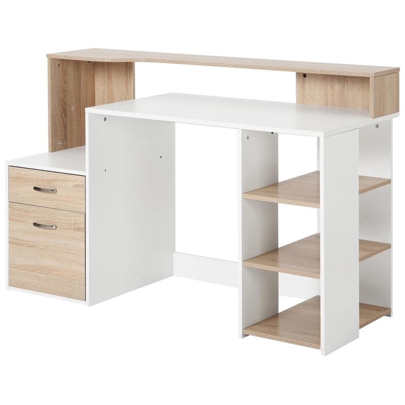 Computer Desk with Drawers and Printer Stand, Oak | Kaiku