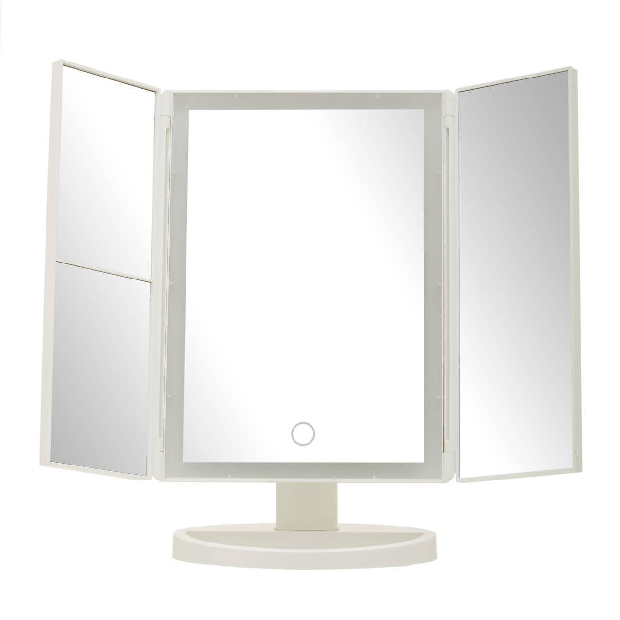 Cassini Tri Fold White LED Table Mirror | Kaiku