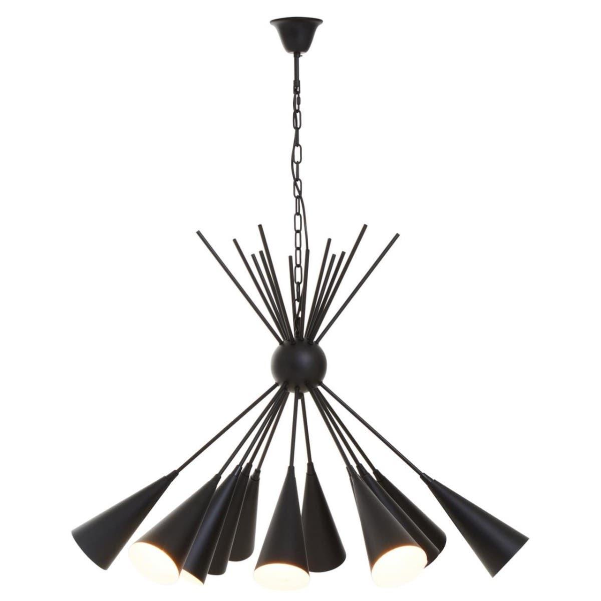 Yara Matt Black 12 Bulb Statement Pendant Light | Kaiku