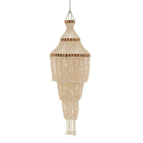 Palu Natural White and Amber Shell Large Pendant Shade | Kaiku