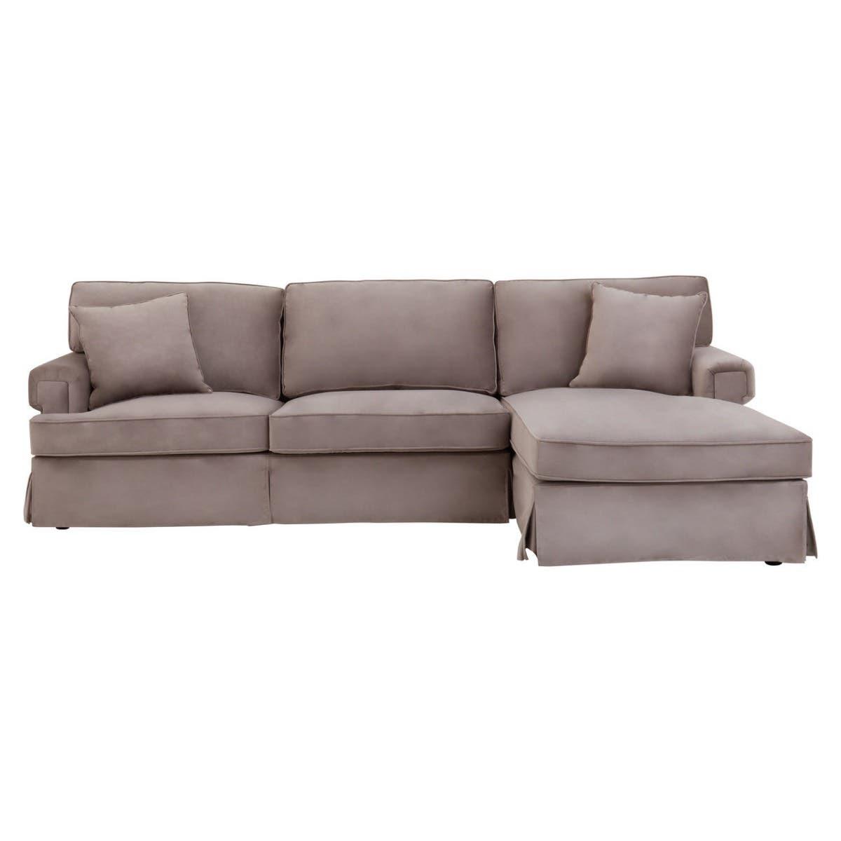 Ralph Three Seat Mink Velvet Right Chaise Sofa | Kaiku