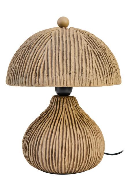 Carta Taupe Etched Linear Design Papier Mache Domed Table Lamp | Kaiku