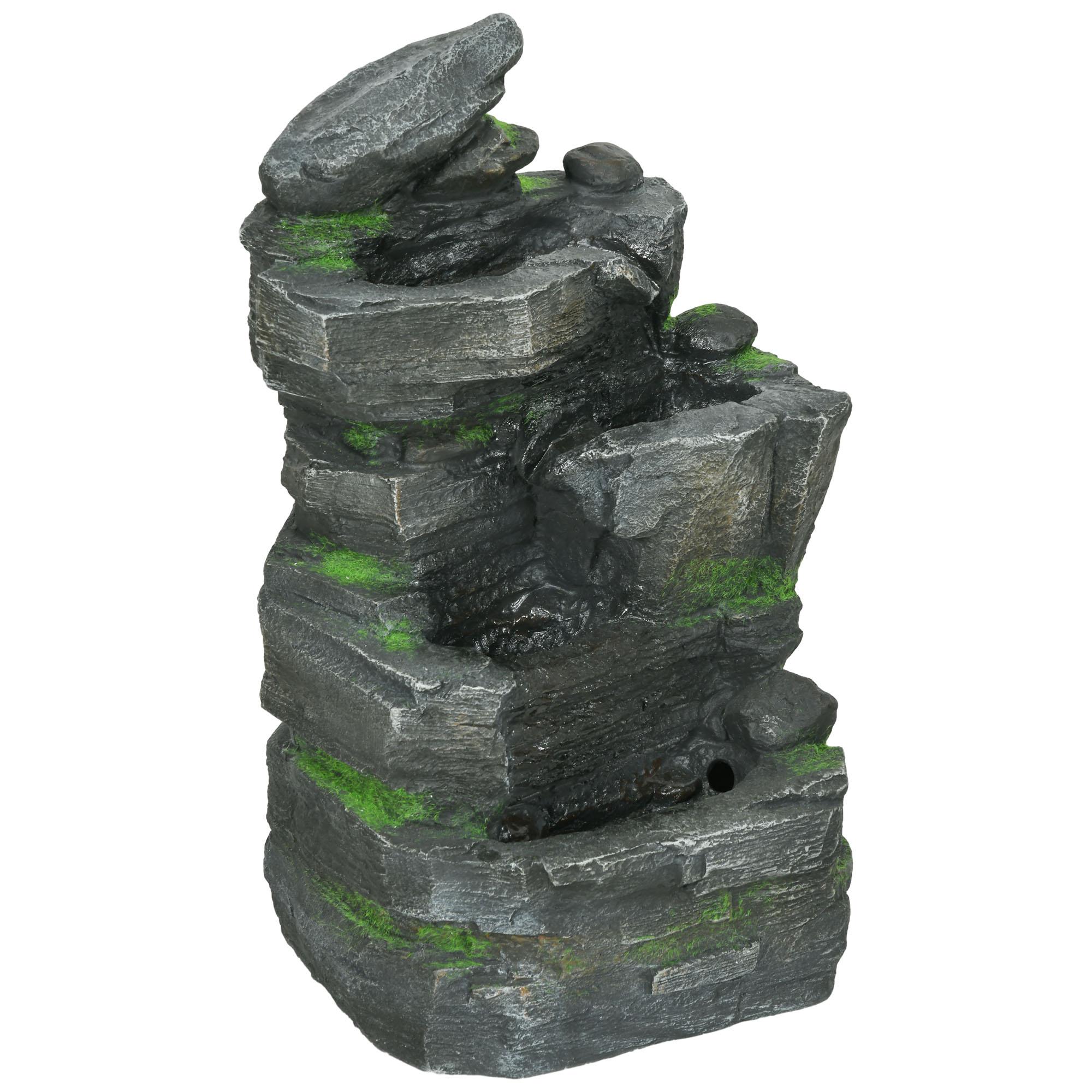 Garden Water Feature with LED Lights, Dark Grey | Kaiku