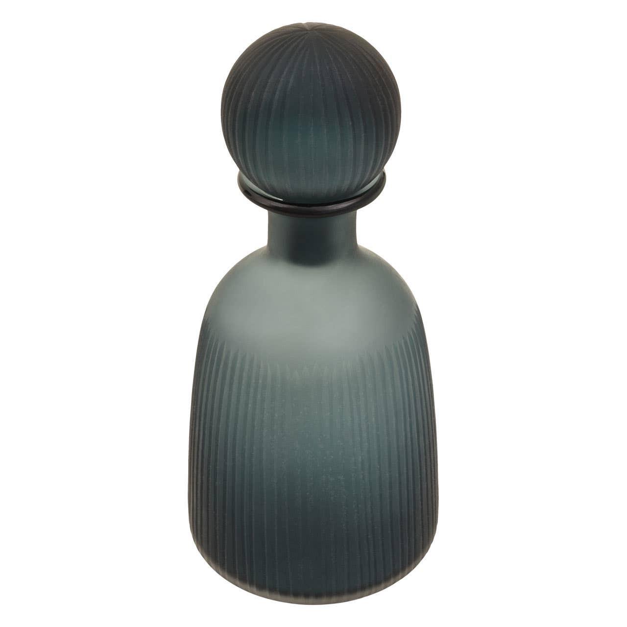 Hira Medium Blue Ribbed Glass Bottle | Kaiku