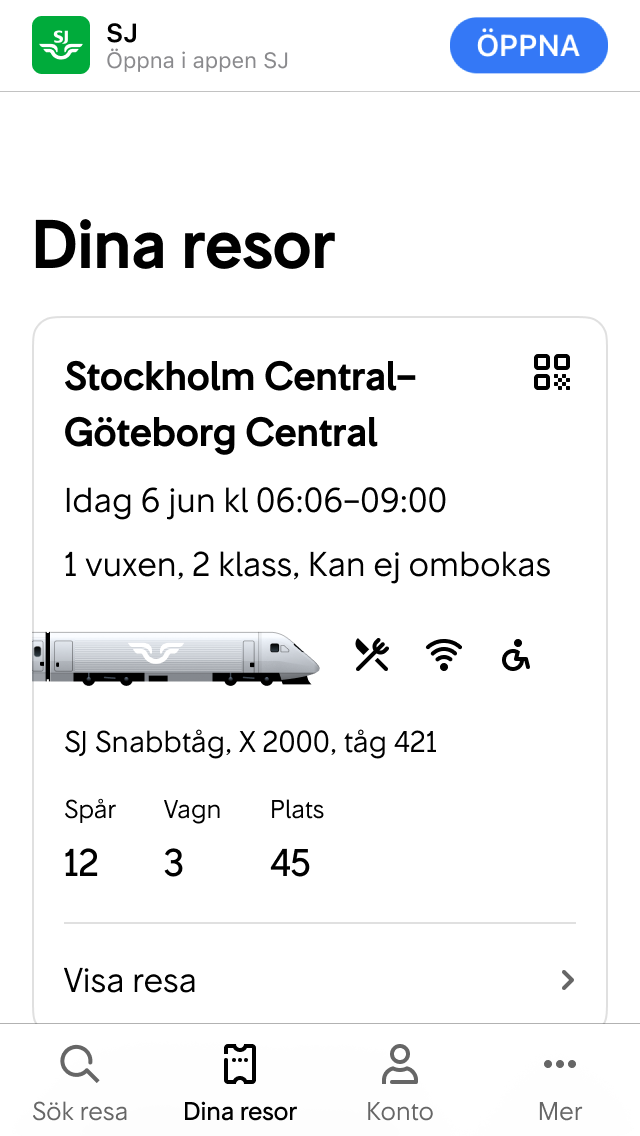 Användaren uppmuntras att använda en redan installerad native-app.