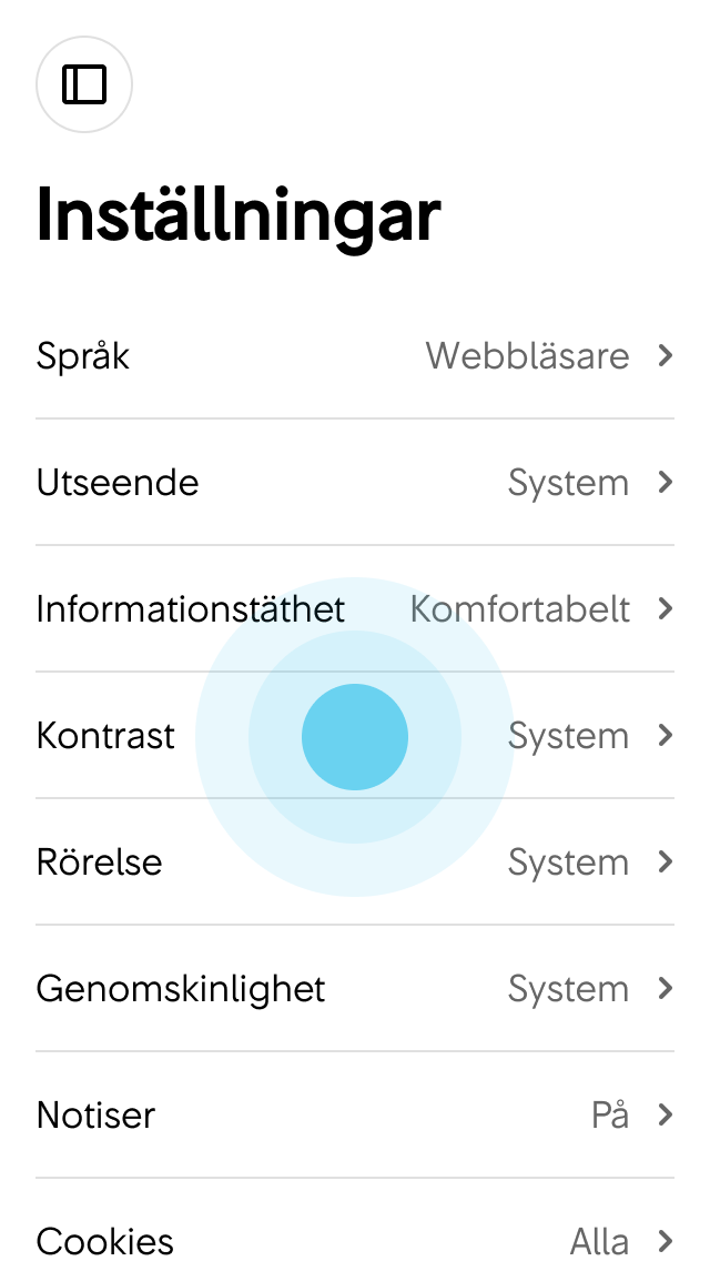 1. Användaren trycker på Kontrast.