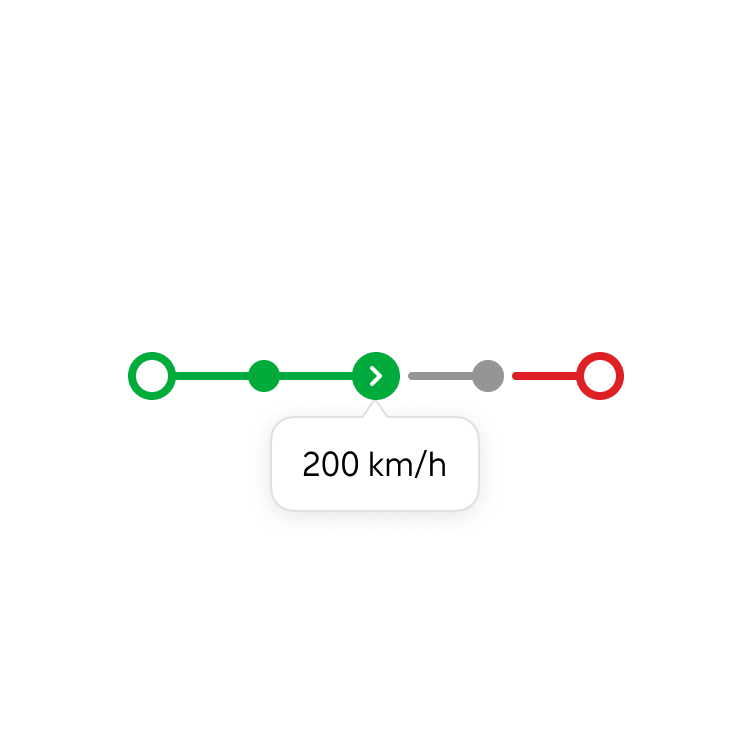 Grön färg för att visa tågets framfart.