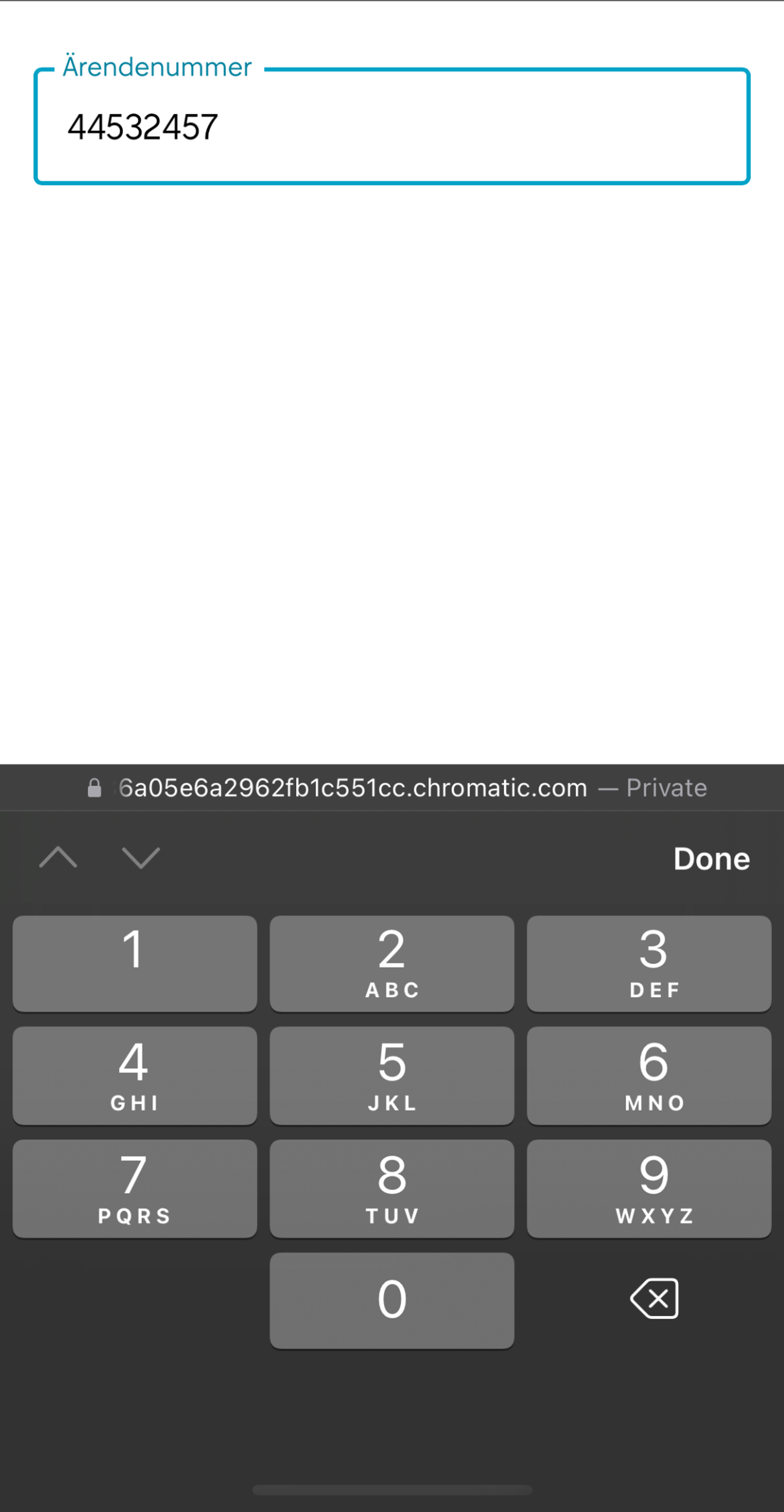 Text Field för sifferinmatning.