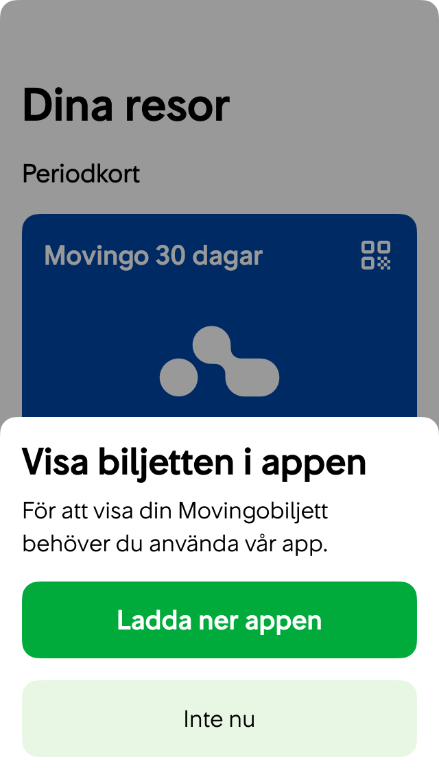 Användaren blir upplyst om att vissa produkter och tjänster än så länge bara fungerar i native-apparna.
