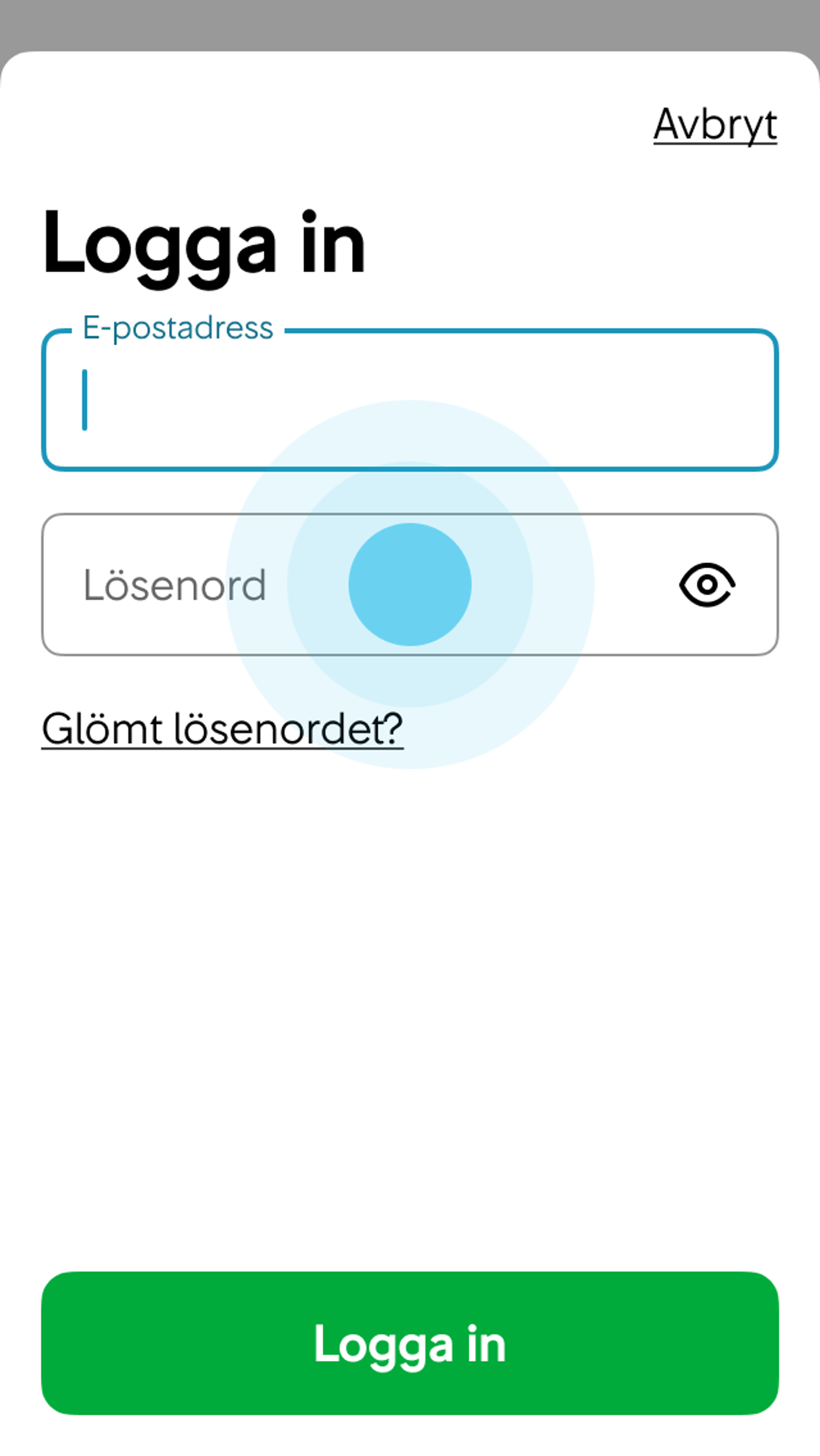 1. Användaren lämnar ett tomt obligatoriskt inmatningsfält.