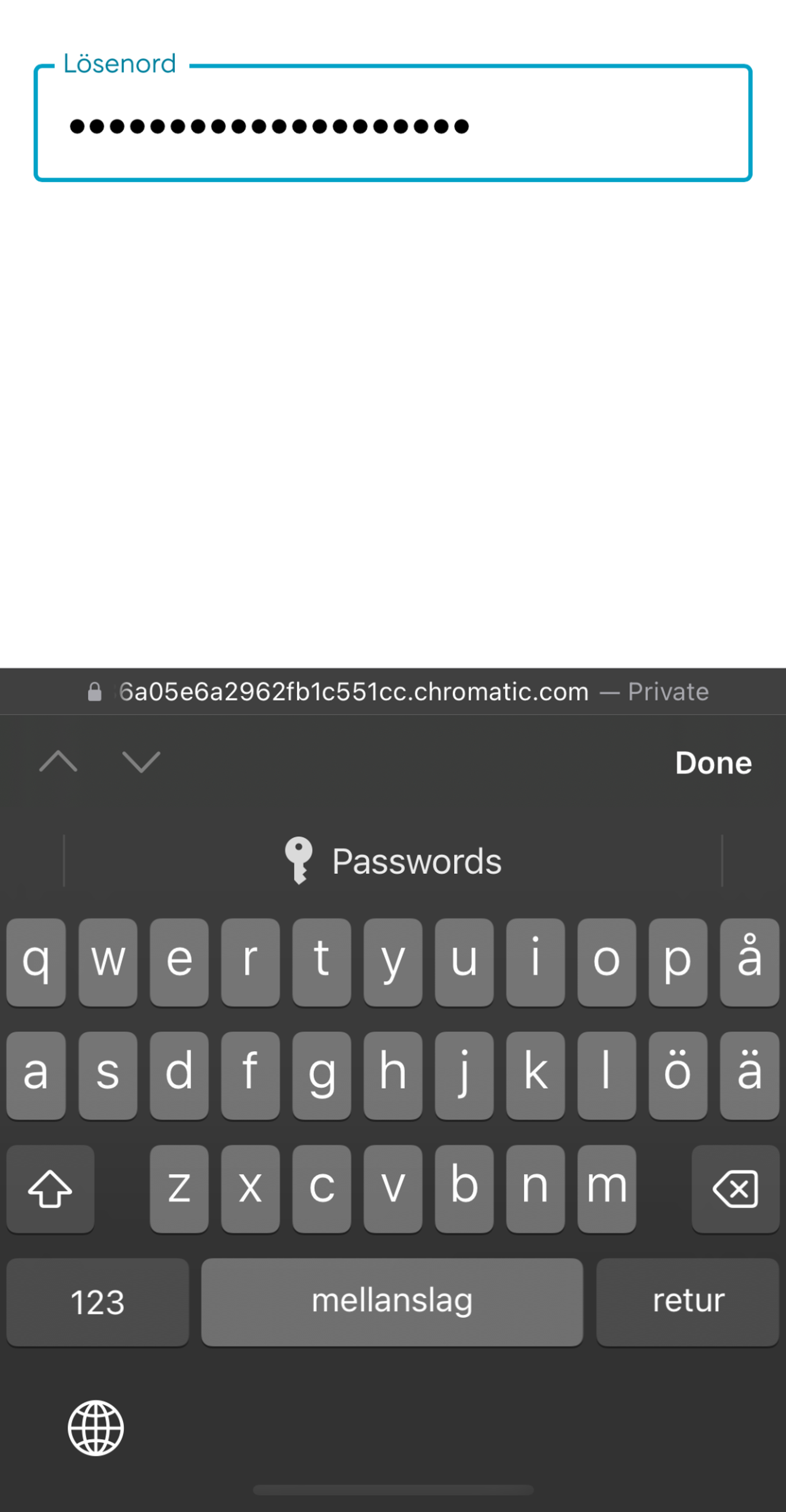 Text Field med maskerad input för lösenord