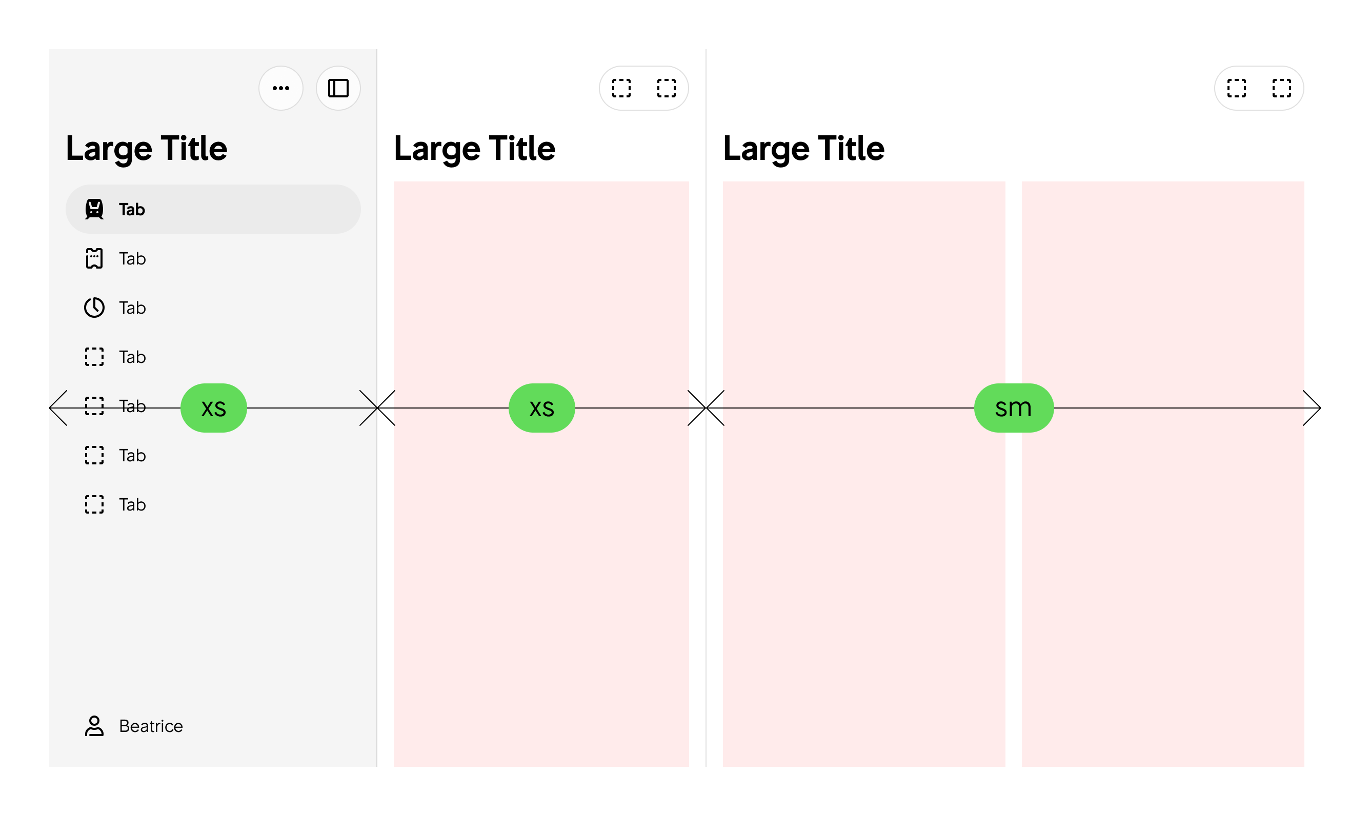 Container queries, exempel 2: Vi använder container queries för att få till rätt layout i angränsande ytor (panes).