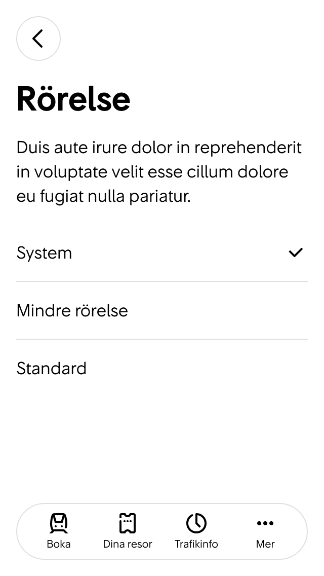2. Här kan användaren ändra inställningar för rörelse.