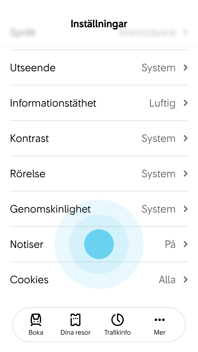 1. Användaren trycker på Notiser.
