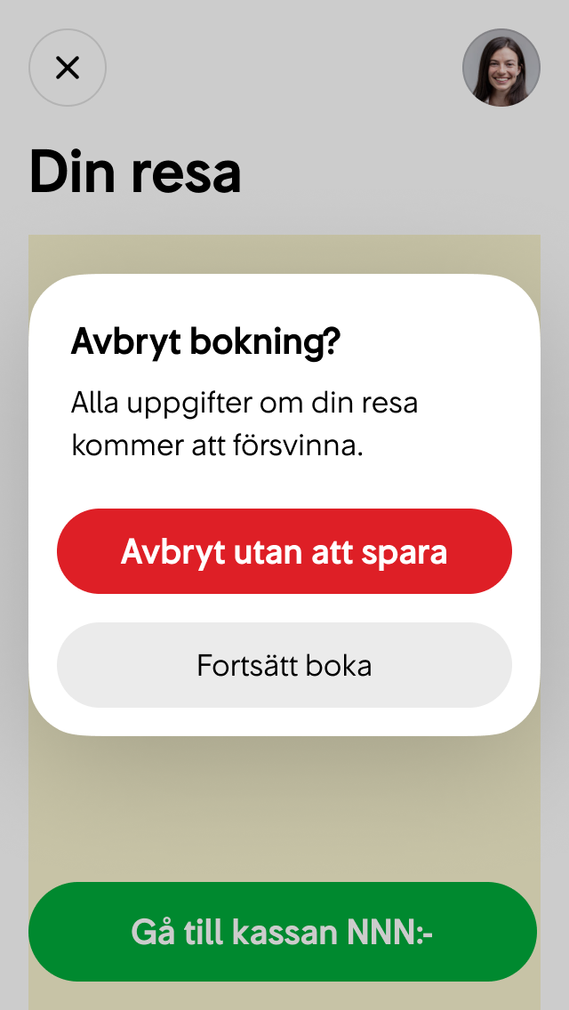 En alert öppnas där användaren kan bekräfta sitt val.